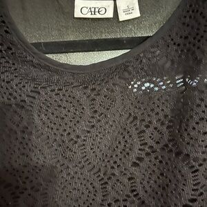 Cato Intricate Black Lace Blouse